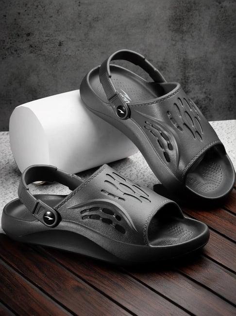 asian men's charcoal grey back strap clogs