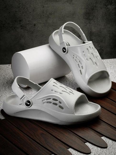 asian men's grey back strap clogs