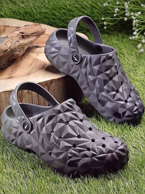 asian men's grey back strap clogs