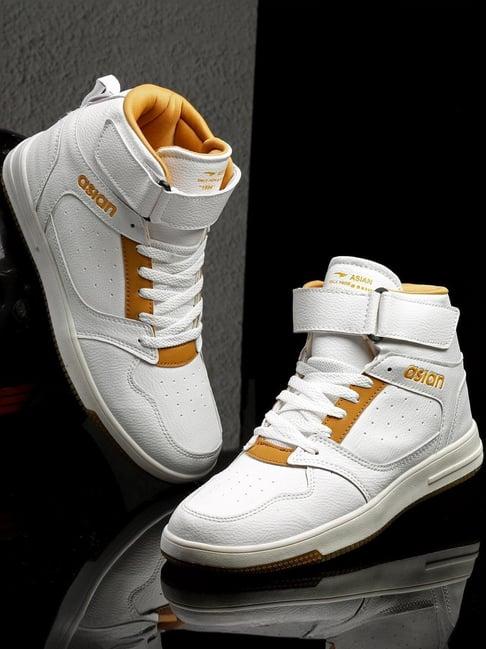 asian men's cream ankle high sneakers