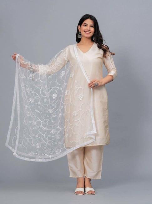 stylum white embroidered dupatta