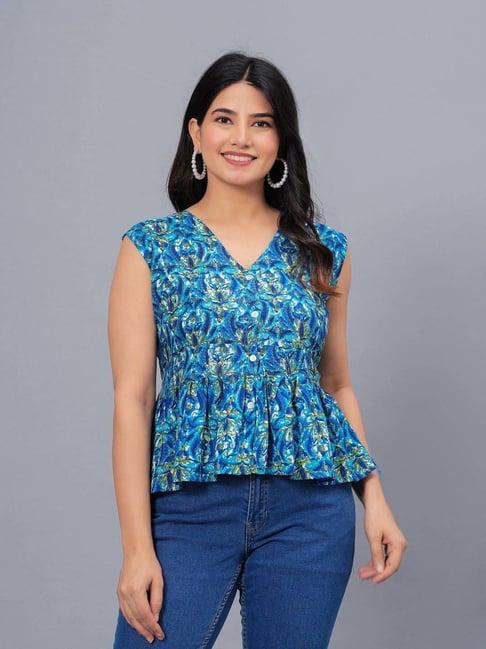 stylum blue printed top