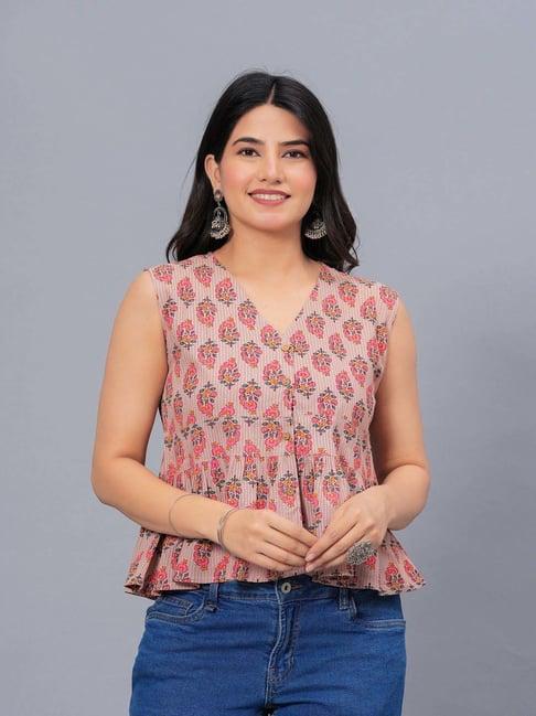 stylum peach printed top