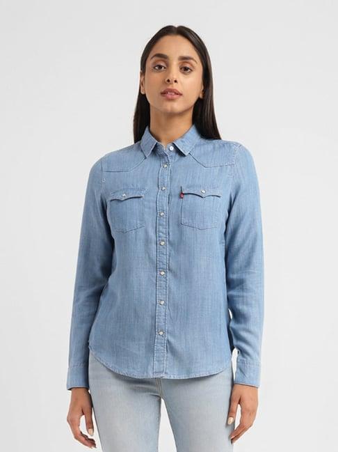 levi's mid blue denim shirt