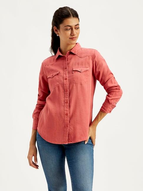 levi's coral denim shirt