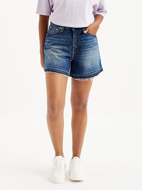 levi's navy denim shorts