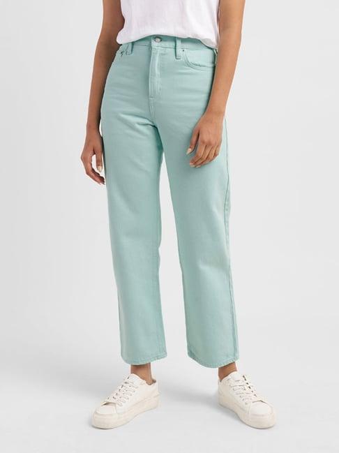 levi's 724 sea green relaxed fit high rise jeans