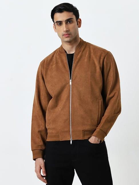 ascot by westside tan suede-finish relaxed-fit jacket