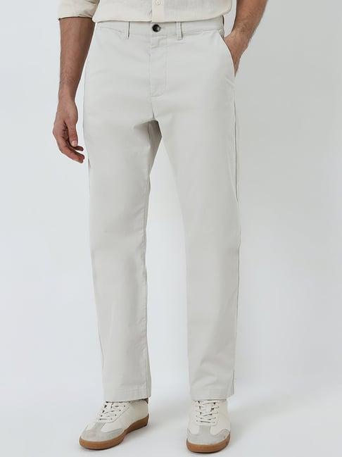 ascot by westside off-white relaxed-fit mid-rise cotton blend chinos