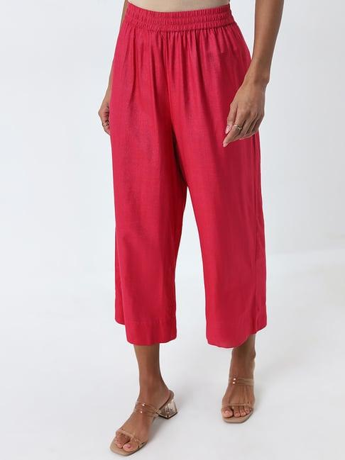 zuba by westside magenta solid high-rise palazzos