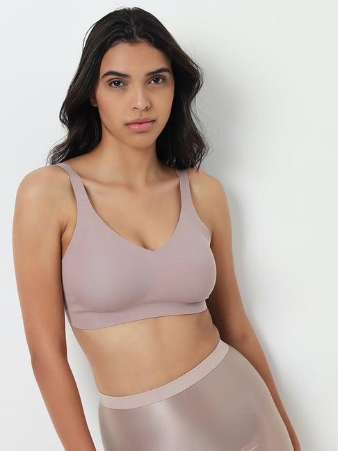 wunderlove by westside light mauve padded invisible cotton blend bra