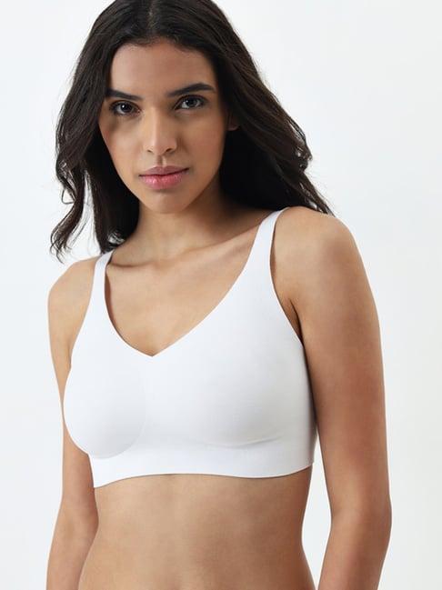 wunderlove by westside white invisible seamfree cotton blend padded bra