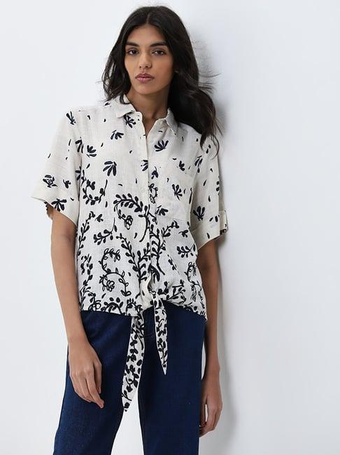 lov by westside off-white botanical printed shirt