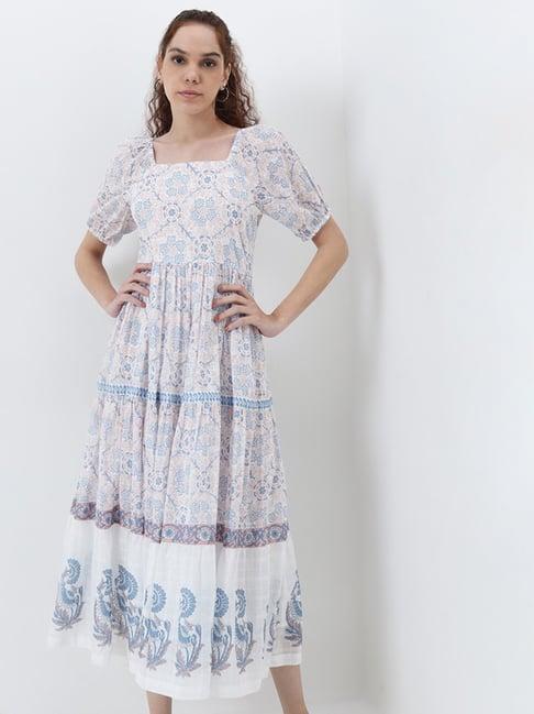 bombay paisley by westside multicolour floral tiered cotton dress