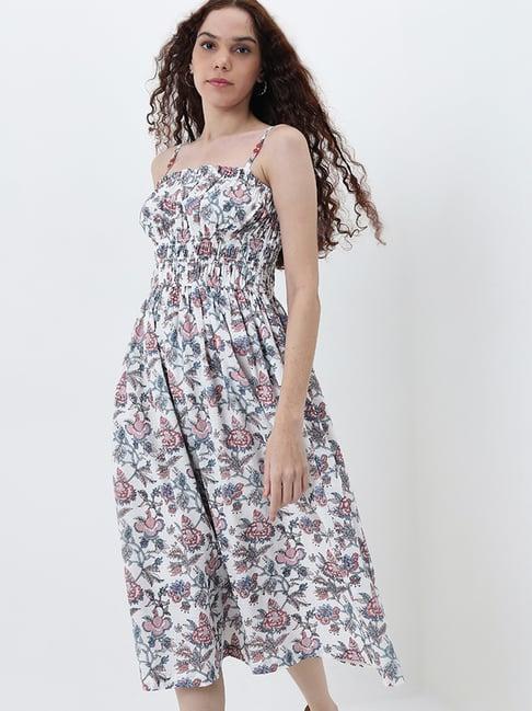 bombay paisley by westside multicolour floral a-line cotton dress