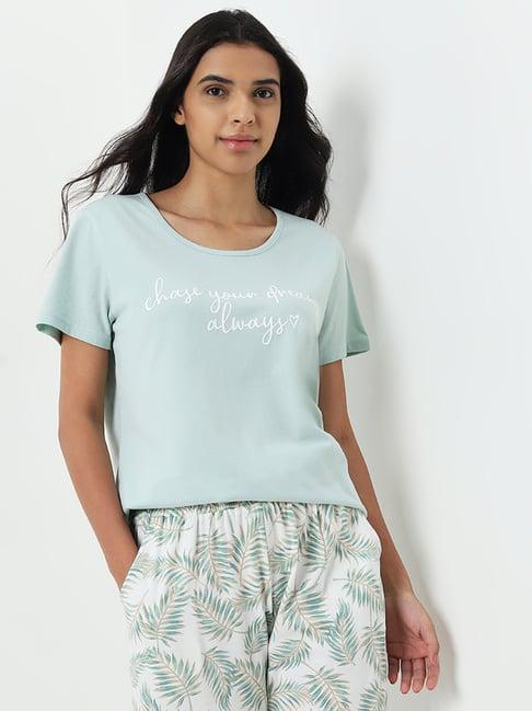 wunderlove by westside sage printed slogan cotton top