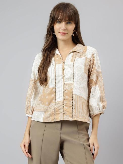 latin quarters beige printed shirt