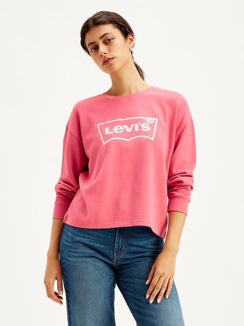 levi's pink logo print sweatshirt