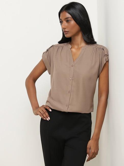 wardrobe by westside taupe solid top