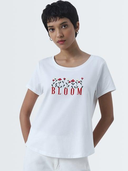 lov by westside white text printed cotton t-shirt