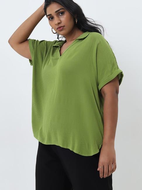 gia by westside green textured top