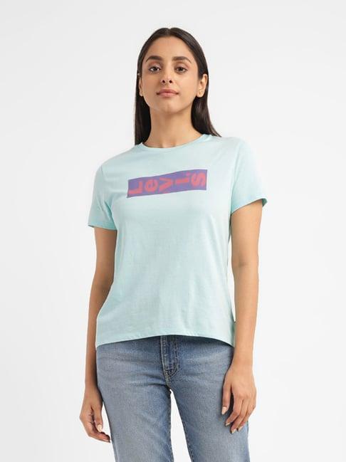 levi's sea green logo print t-shirt