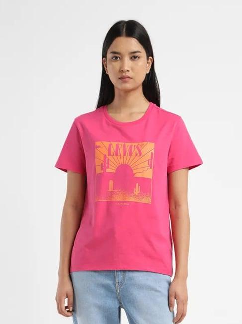 levi's fuchsia logo print t-shirt