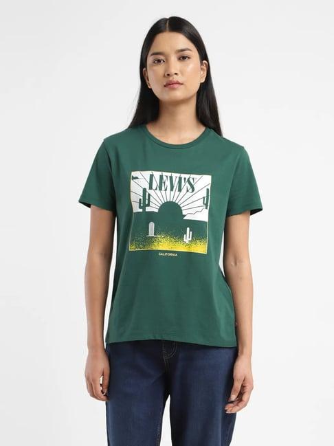 levi's green logo print t-shirt