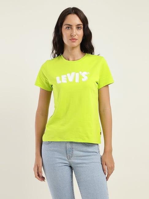 levi's lime green logo print t-shirt