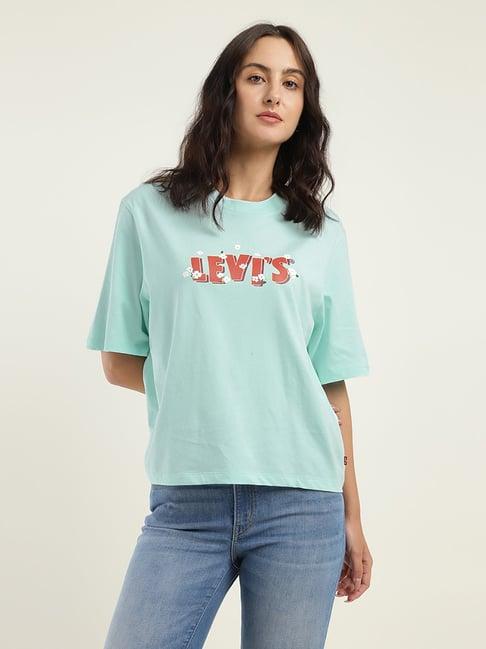 levi's sky blue graphic print t-shirt