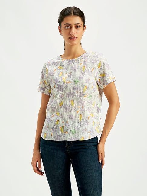 levi's off white floral print top