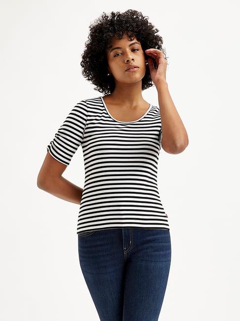 levi's black & white striped top