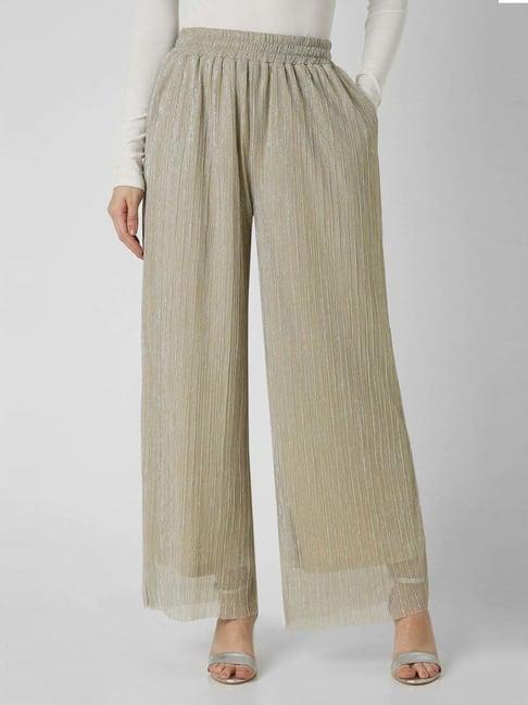 van heusen beige textured pattern palazzos