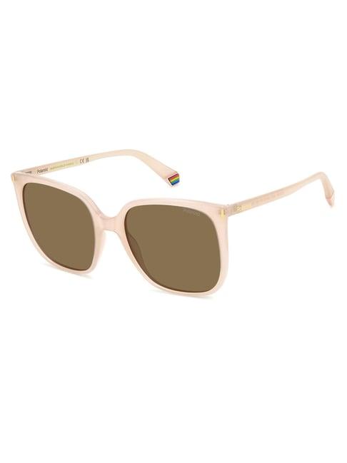 polaroid brown round uv protection sunglasses for women