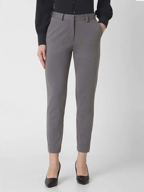 van heusen grey mid rise formal trousers