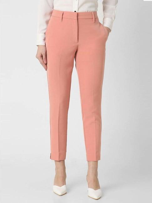 van heusen peach mid rise formal trousers