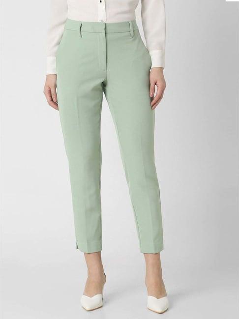 van heusen green mid rise formal trousers