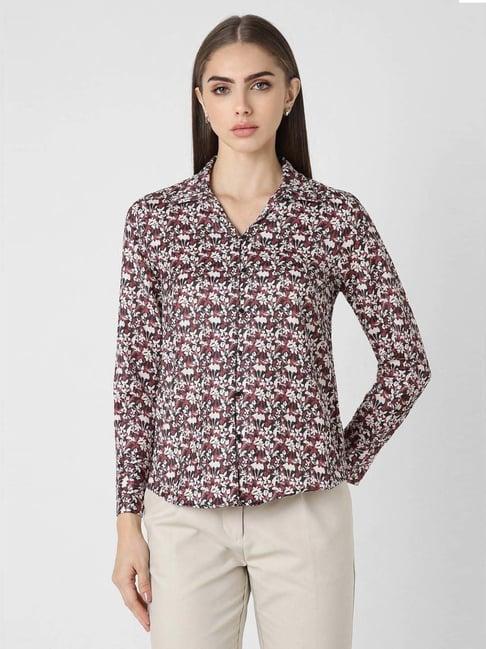 van heusen brown & white printed shirt