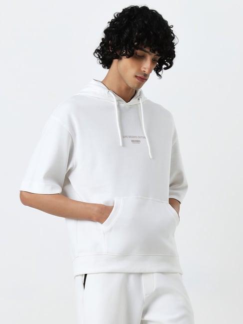 studiofit by westside white text-printed relaxed-fit sweatshirt