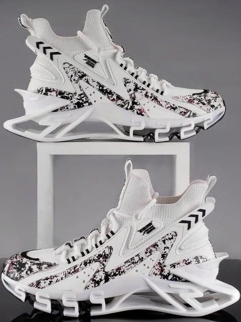 atom men's multi print white running shoes