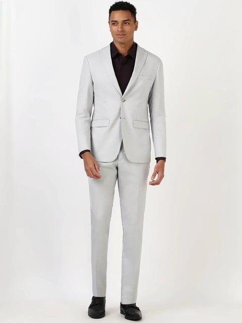 peter england grey slim fit two piece suits