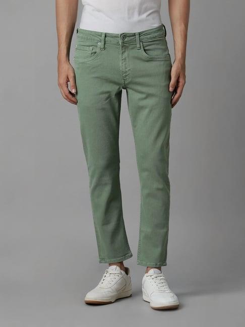 louis philippe green cotton regular fit jeans