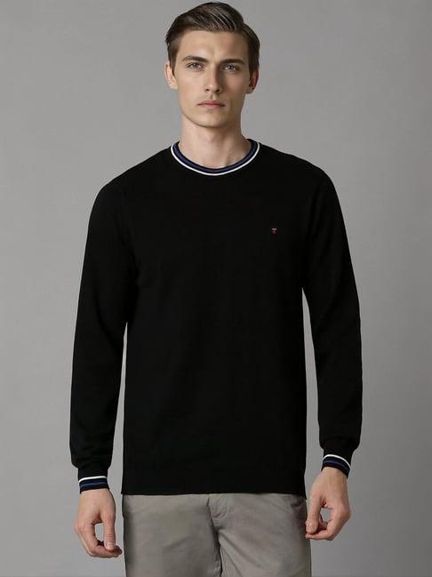 louis philippe black cotton regular fit sweater