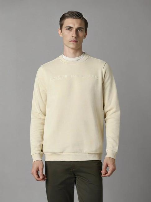 louis philippe beige cotton regular fit sweatshirt