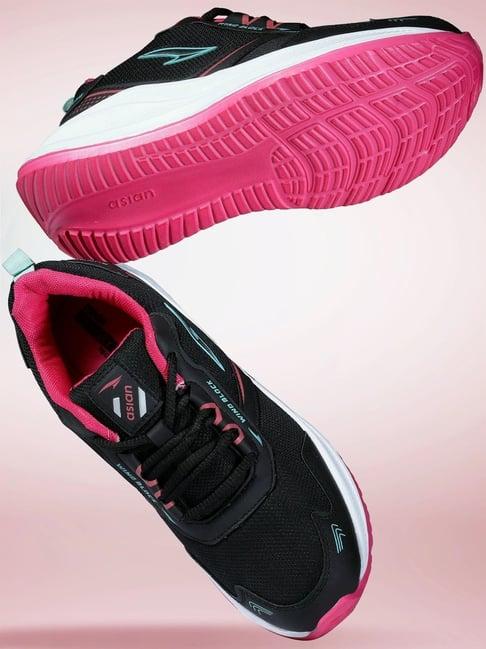 asian women's black running  shoes