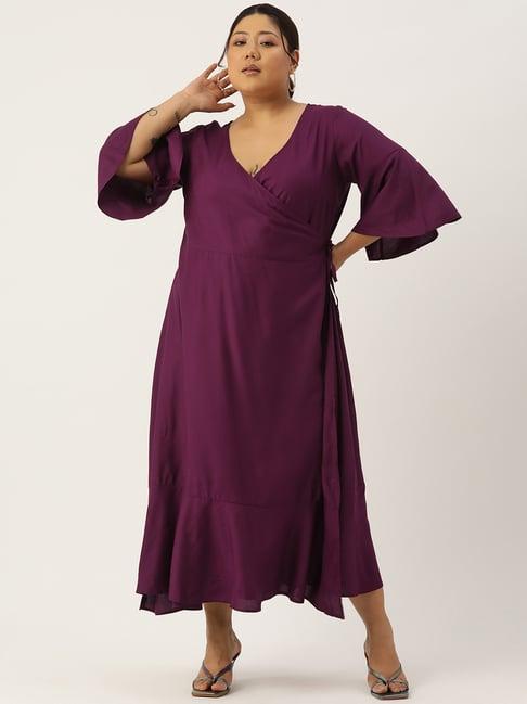 therebelinme plum plus size wrap dress