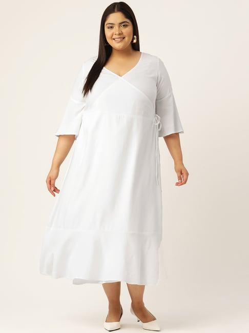 therebelinme white plus size wrap dress