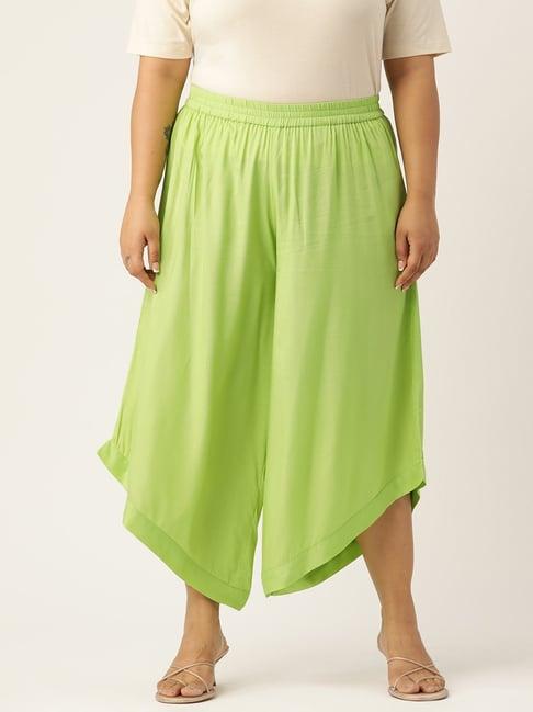 therebelinme green relaxed fit high rise plus size culottes