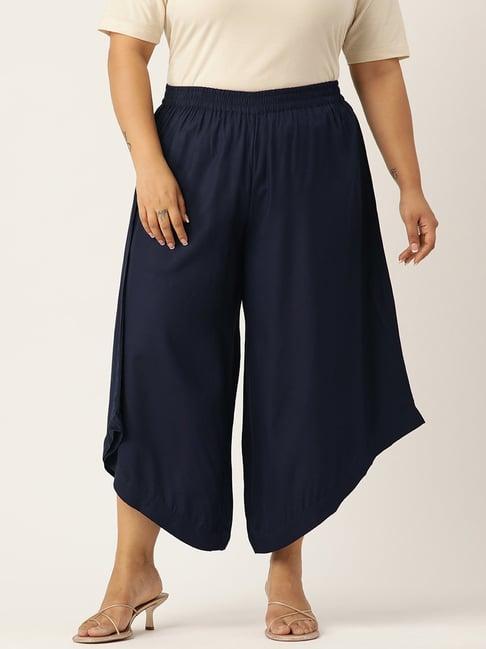 therebelinme navy relaxed fit high rise plus size culottes