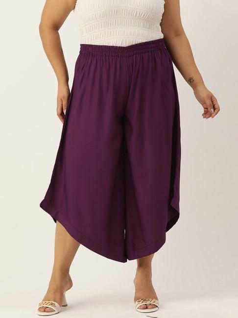 therebelinme plum relaxed fit high rise plus size culottes